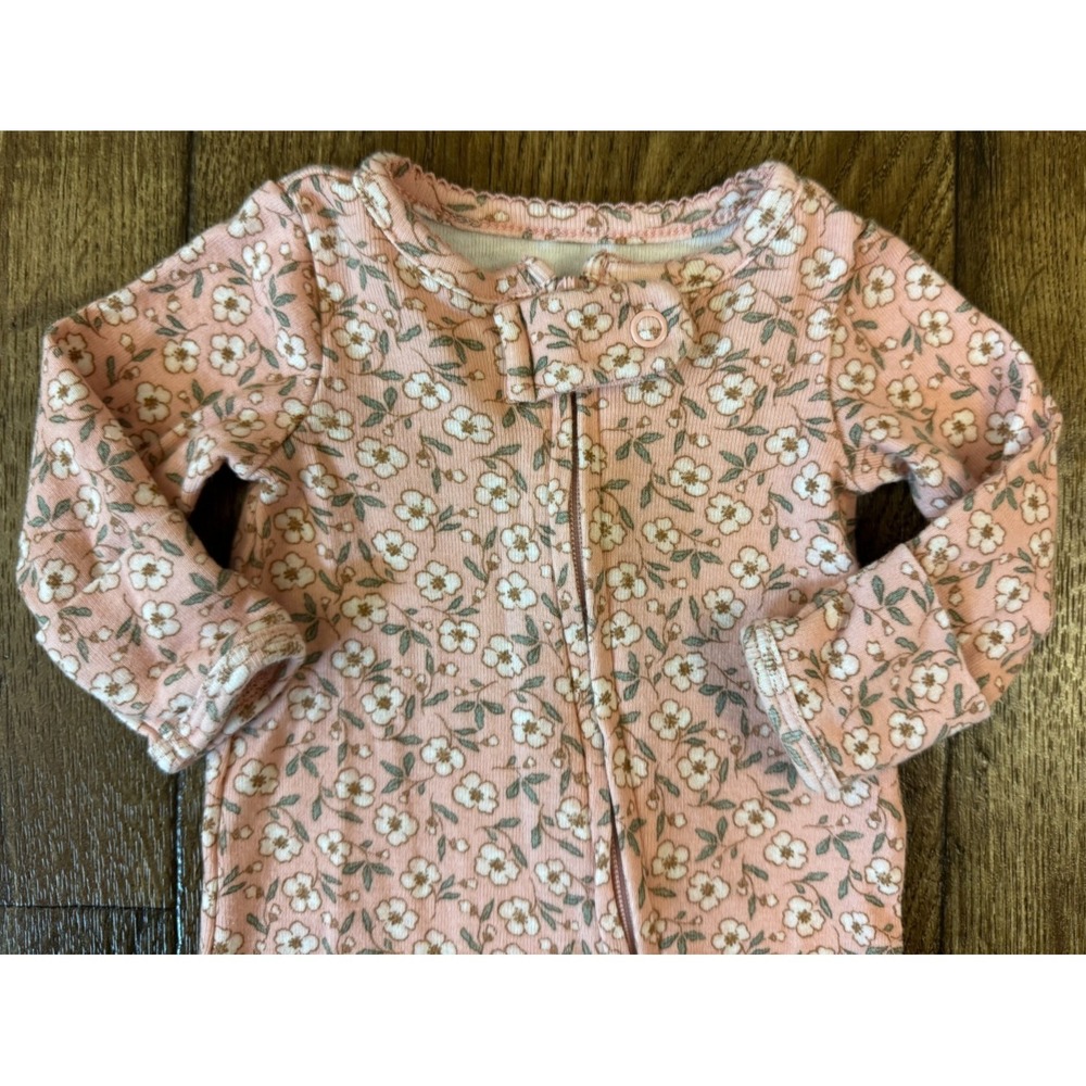 Carters Baby Girl Preemie Sleeper Outfit Footie Pink Floral Zipper‎ Reborn Doll